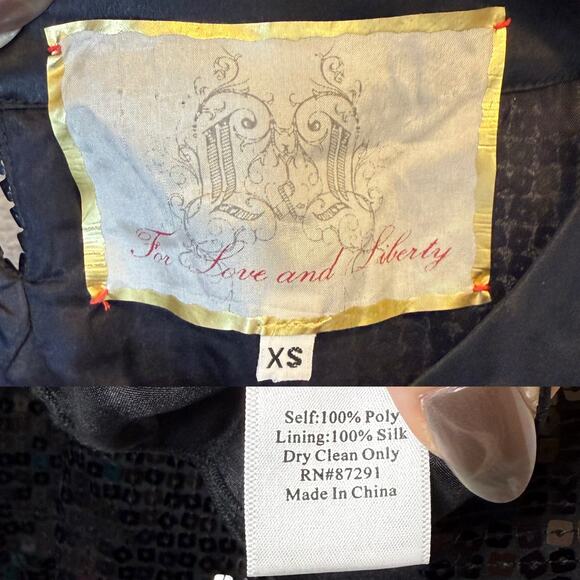 For Love and Liberty Johnny Was Sequin Mini Dress Black Sleeveless size XS - Picture 5 of 6